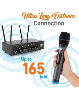Bluetooth Wireless PA Microphone System, UHF, Includes (4) Handheld Mics, Public Address Mic with Talk-Over
