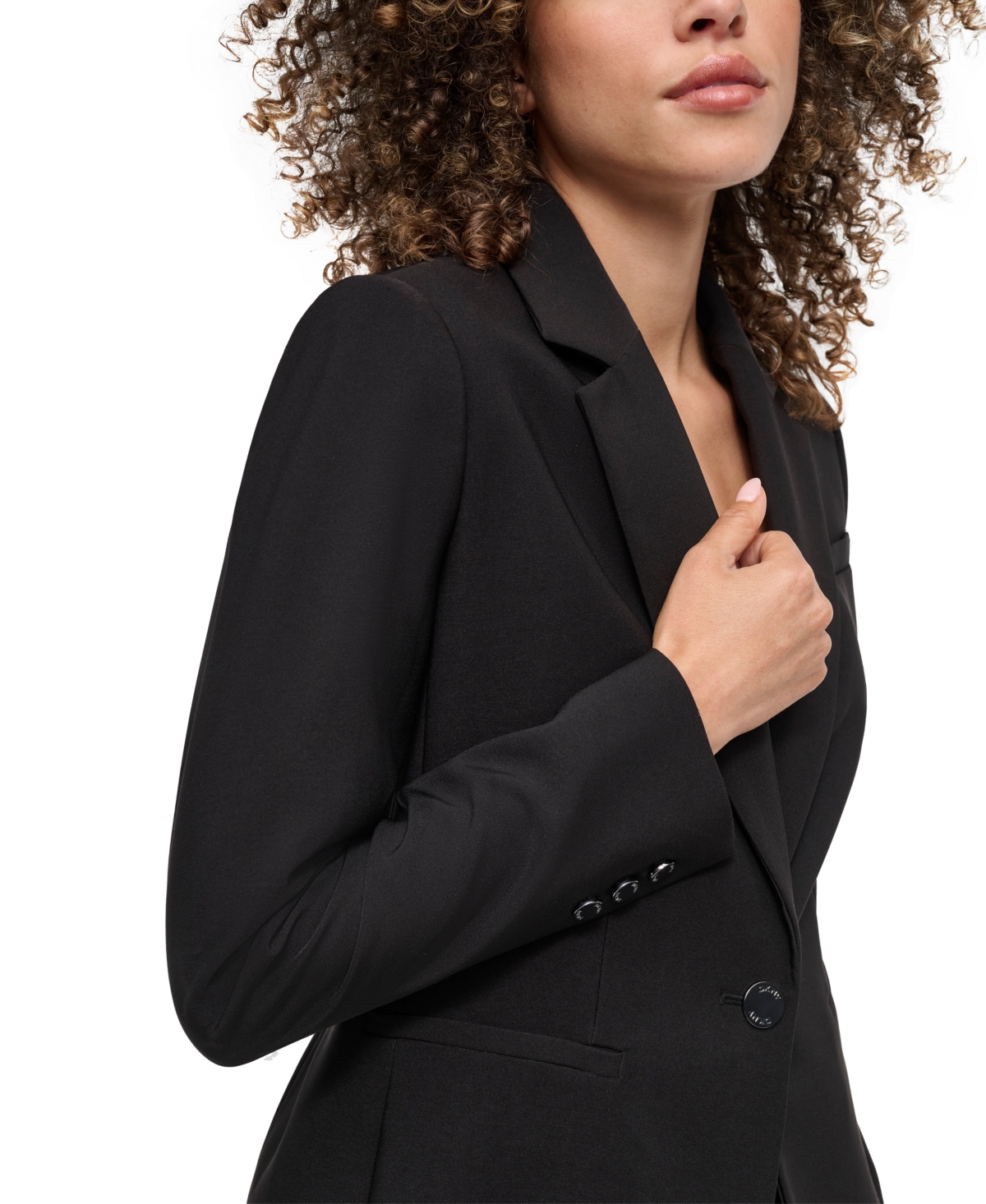 DKNY WOMEN'S PETITE ONE-BUTTON LONGLINE BLAZER 
