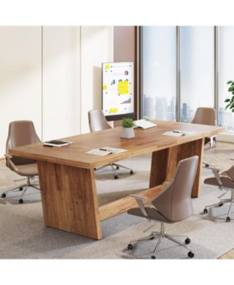 70.87-Inch Executive Computer Desk: Large Home Office Desk with Solid Wooden Pedestal, Industrial Wood Study Writing Table