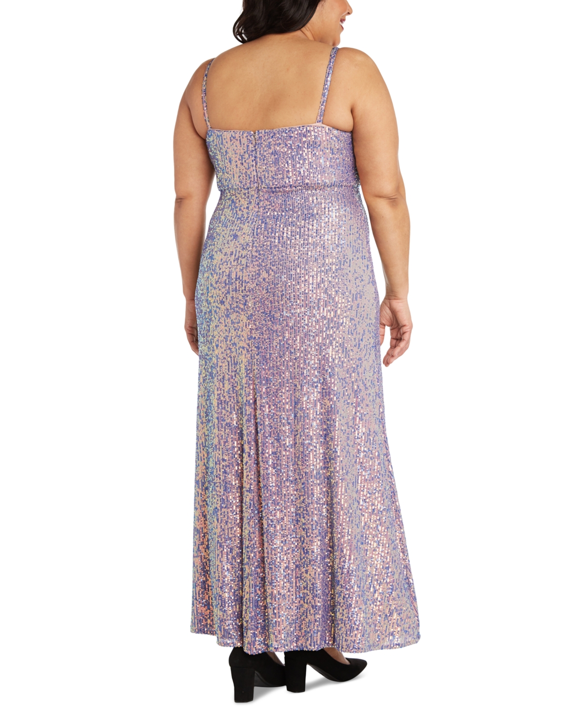 Morgan & Company Plus Size Sequinned High-Slit Dress -lilac