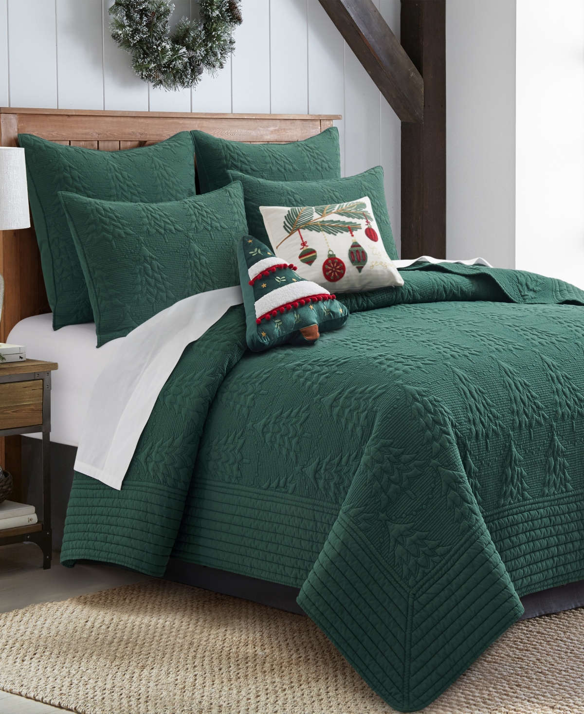 Levtex O Christmas Tree Stitching 3-pc. Quilt Set, Full/queen In Green