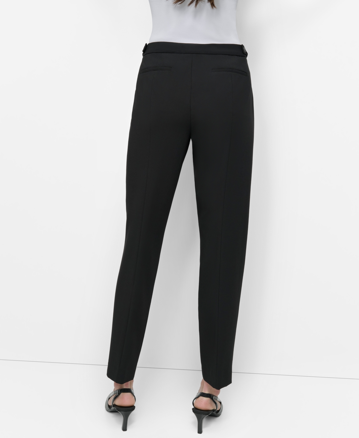 Dkny Womens Solid Polyester Ankle Pants In Black