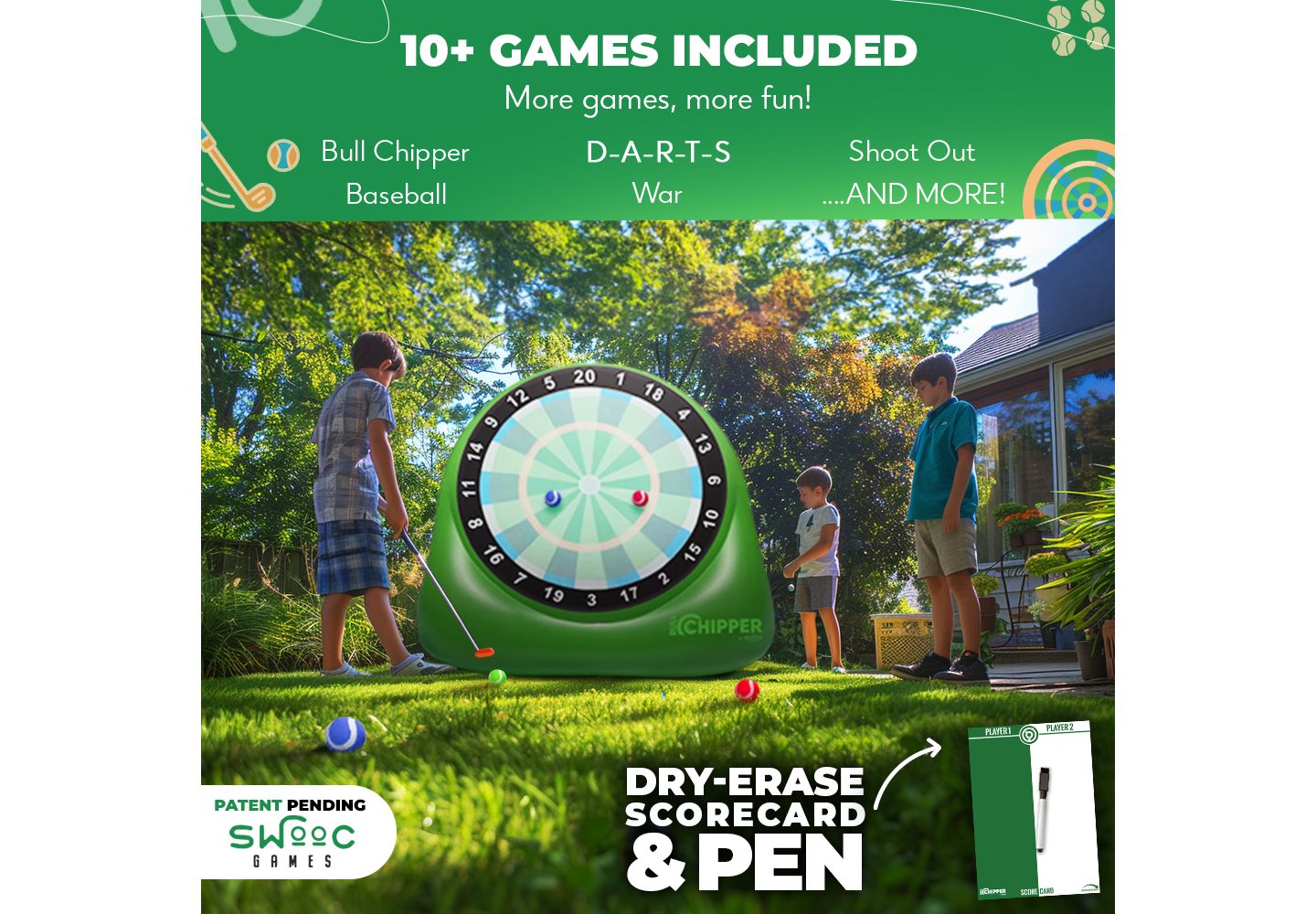 Детская игрушка SWOOC Bull Chipper Over 6Ft Tall Golf and Darts Lawn Game, For 2 to 8 Players, Ages 5+ — фото 2