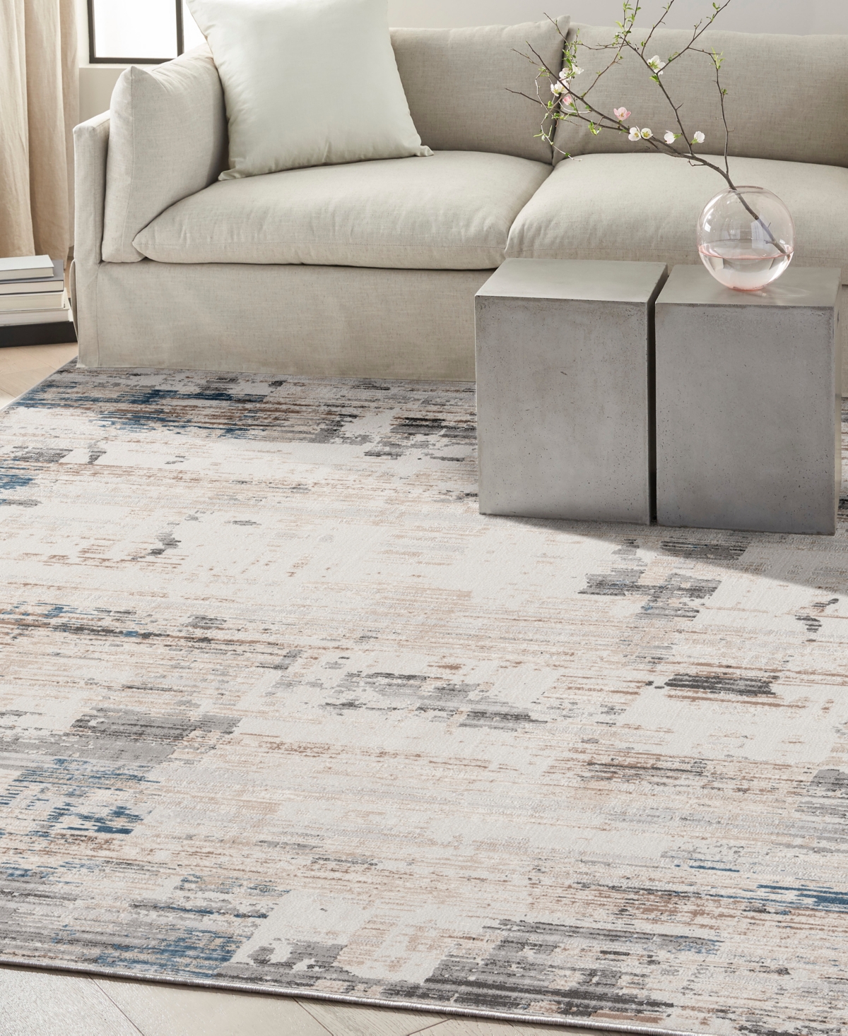 Calvin Klein Ck022 Infinity Ifn06 7'10"x9'10" Area Rug In Ivory,gray