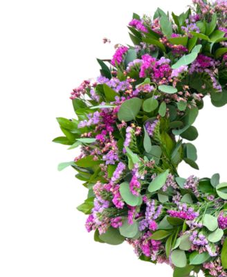 Shades of Pink Silver Eucalyptus, Misty and Staice Real Wreath 22"