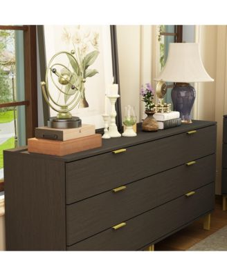 3-Drawers Black Wood Chest of Drawers Dresser
