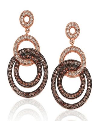 Suzy Levian Sterling Silver Cubic Zirconia Looped Circle Drop Dangle Earrings