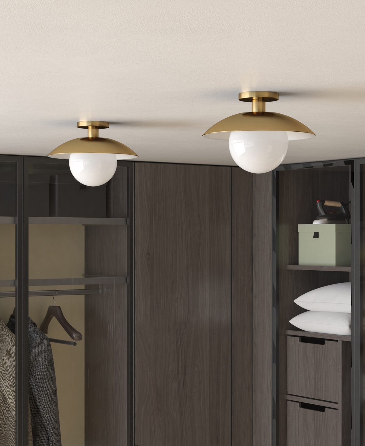 Hudson & Canal 14.5" Metal Alvia Wide Semi Flush Mount In Brass