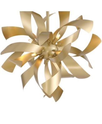 Verity 22" Modern Semi Flush-Mount Ceiling Light Fixture Kitchen Foyer Twisted 6-Light LED Gold Finish Metal