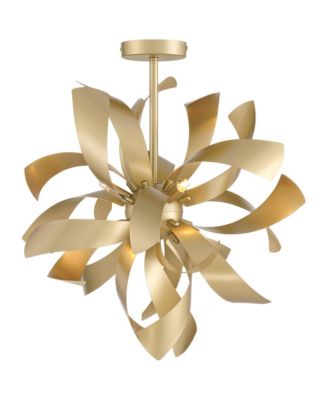 Verity Semi Flush-Mount Ceiling Light with Twisted 6-Light Modern LED Metal Fixture for Kitchen or Foyer