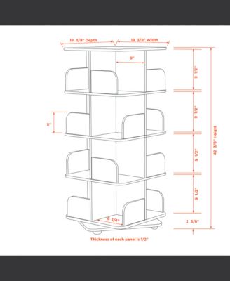 Angelica Revolving Bookcase - 4 Tier Rotating Book Shelf