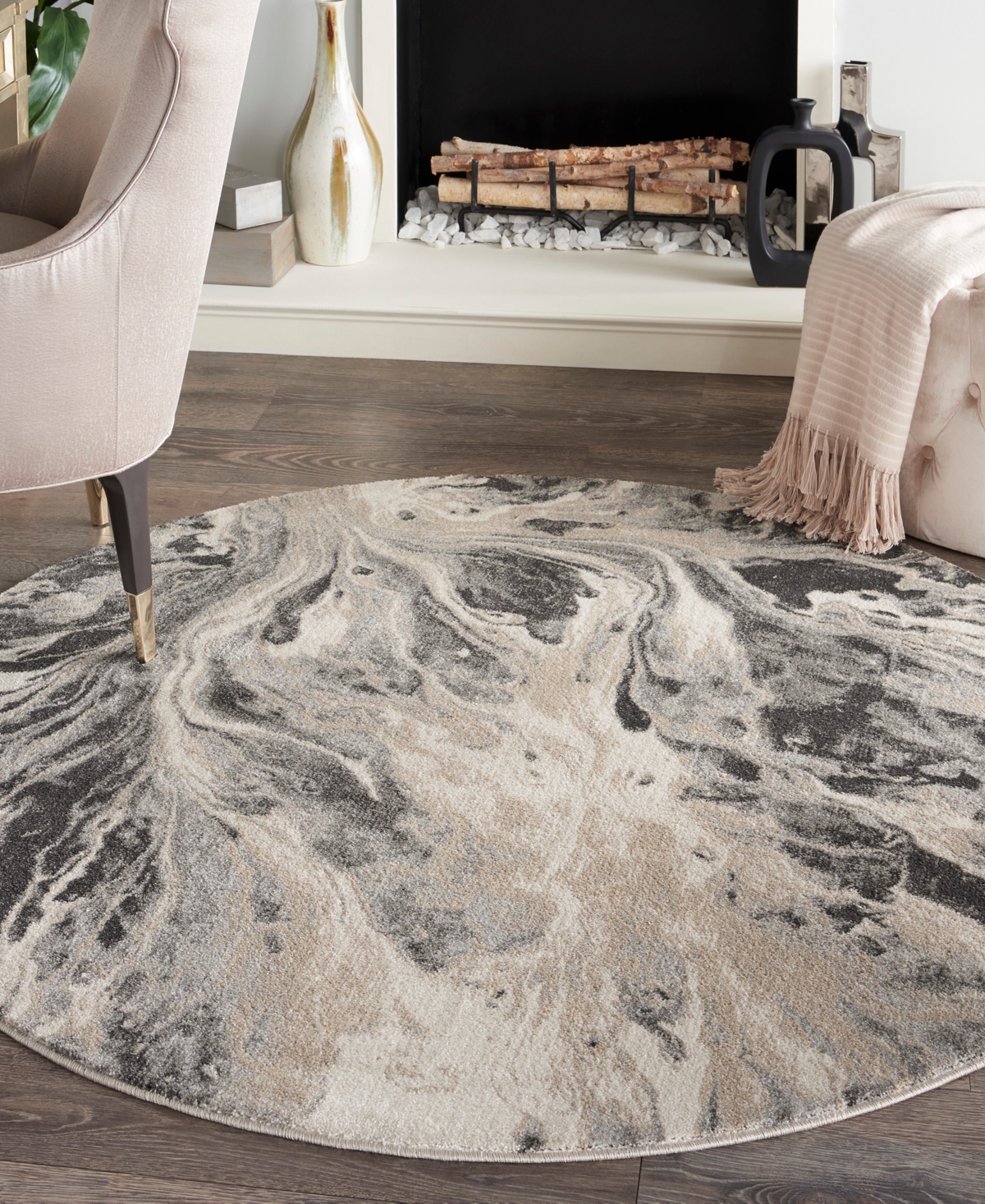 Inspire Me! Home Decor Elegance Far01 3'10"x3'10" Round Area Rug In Multicolor