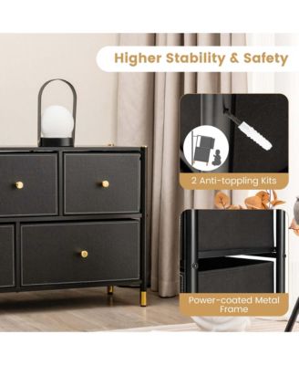 5-Drawer Fabric Dresser Tower Wide Chest of Drawers Storage Organizer Bedroom