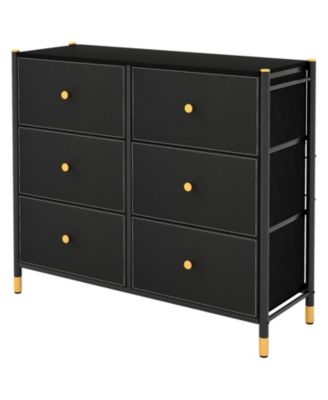 6-Drawer Fabric Dresser Tower Wide Chest of Drawers Storage Organizer Bedroom