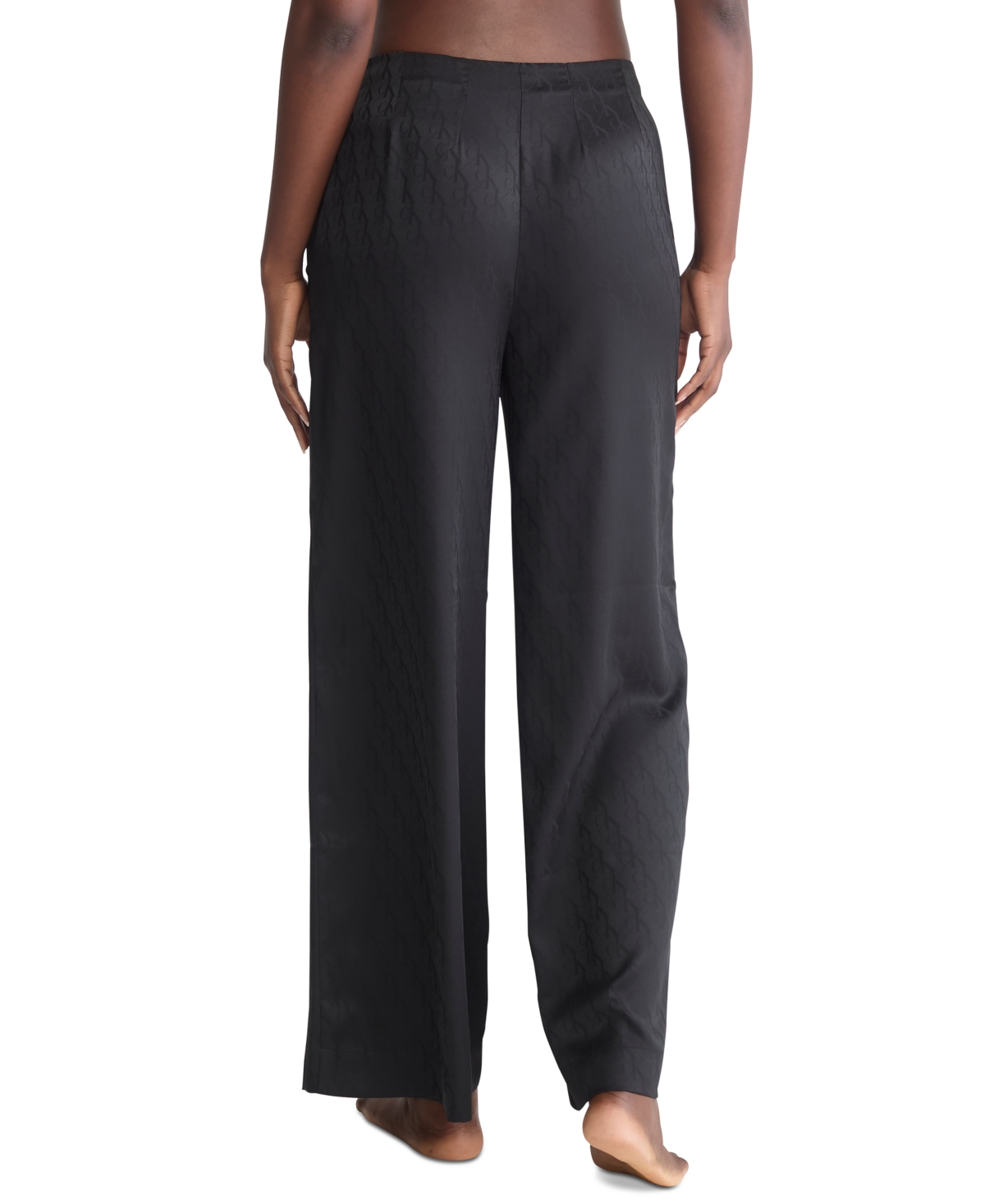 Calvin Klein Women's Satin Jacquard Sleep Pants  - Holiday Shine + Black