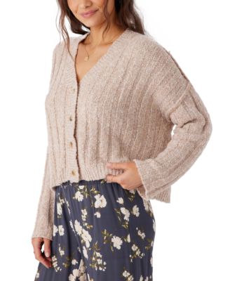 Juniors' Ferris V-Neck Ribbed Cardigan Sweater