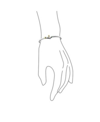 Two Tone Stacking Functional Hook And Eye Catch Bangle Bracelet Yellow Gold Platerd Sterling Silver Adjustable 7-8 Inch