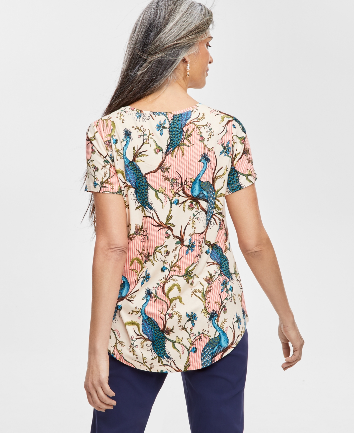 JM COLLECTION WOMEN'S PRINTED T-SHIRT, CREATED FOR MACY'S 