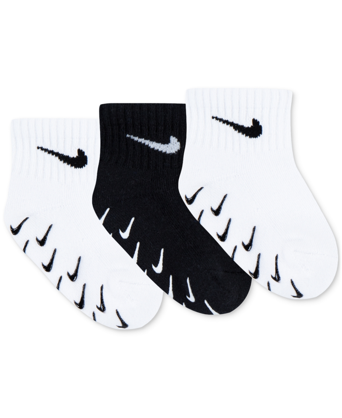 Nike Baby And Toddler Logo Gripper Ankle Socks, 3 Pack In White