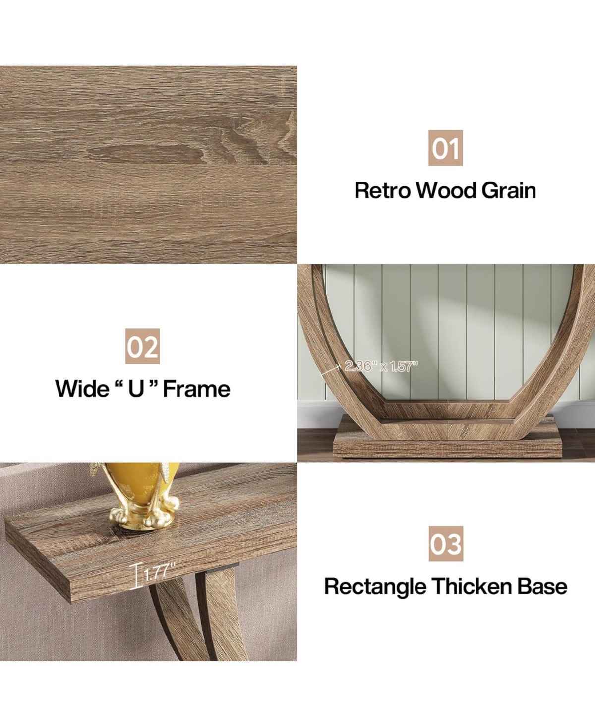 Tribesigns 63-Inch Wood Console Table with Geometric Base, 2-Tier Farmhouse Sofa Table Narrow Long, Thickened Behind Couch Table with Shelves for Livi