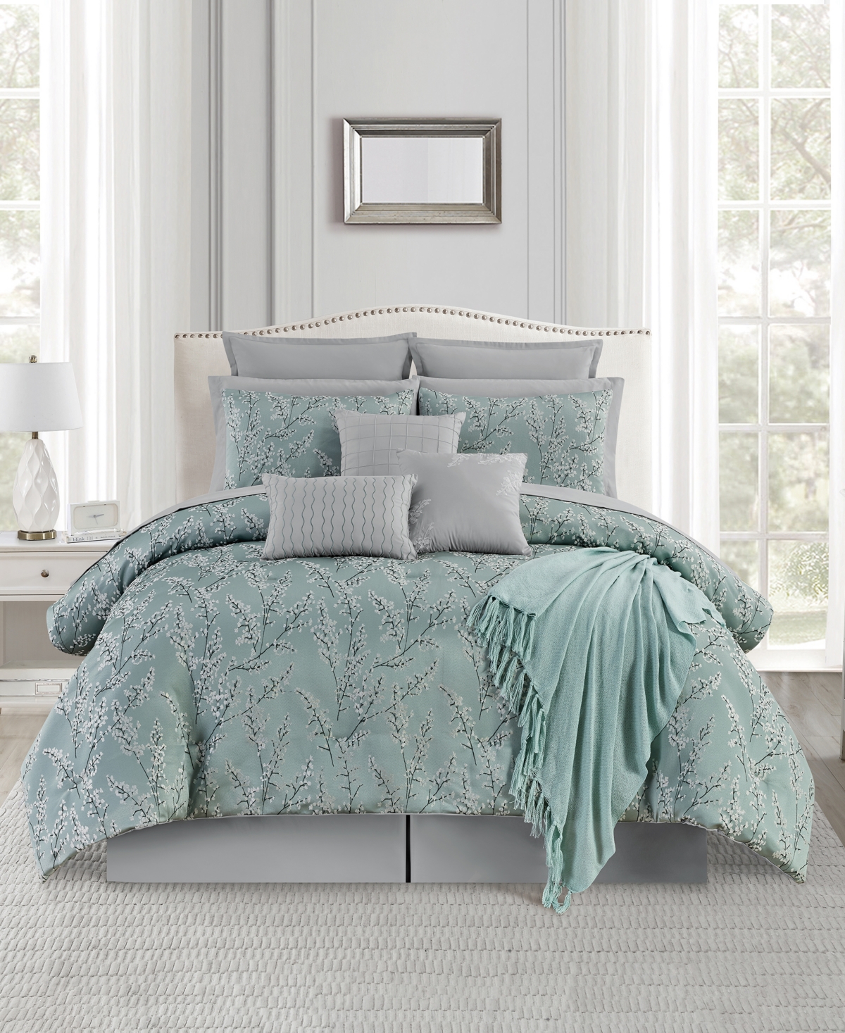 Sunham Sloan Blossom 14-pc. Comforter Set, California King In Blue