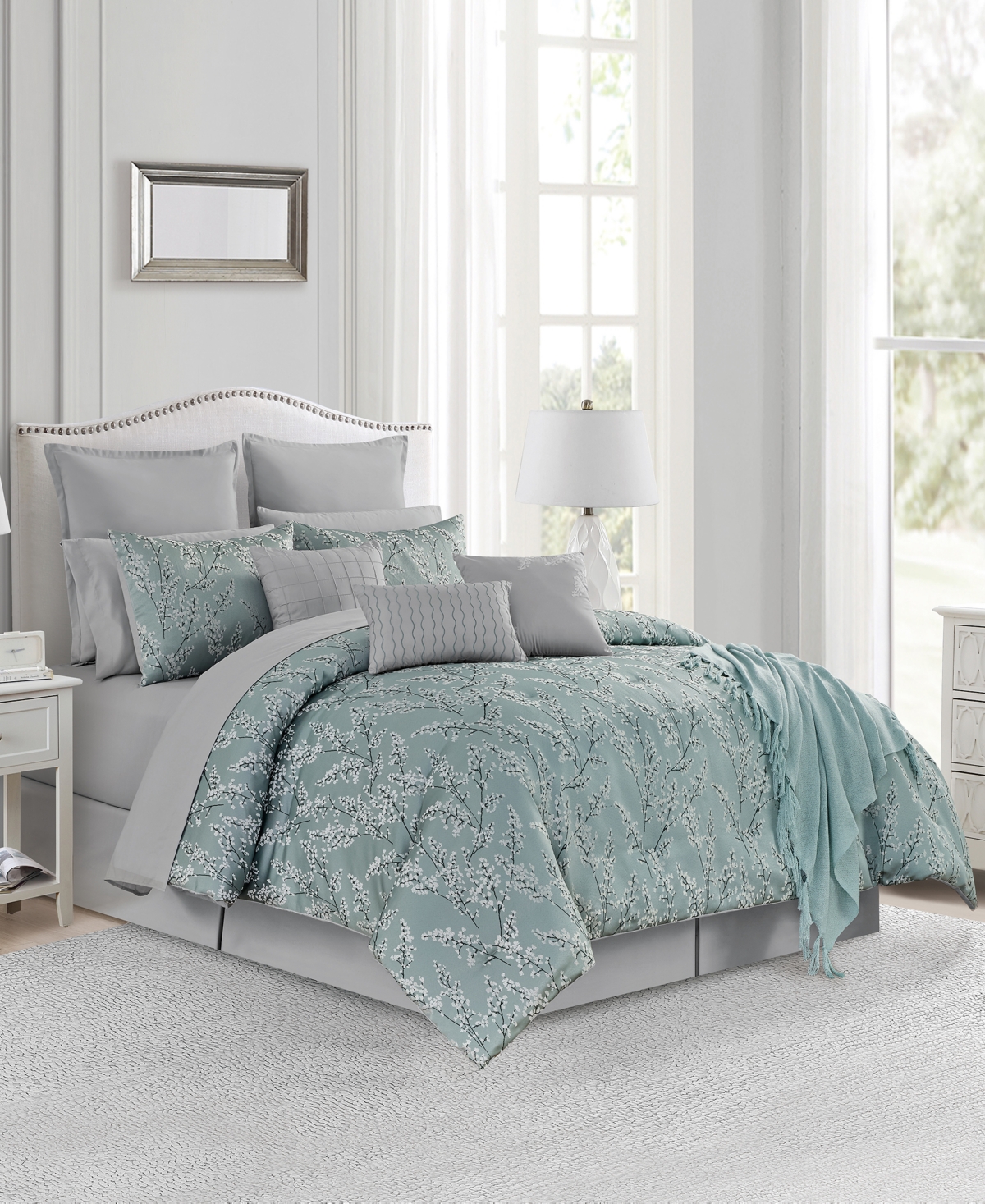 Sunham Sloan Blossom 14-pc. Comforter Set, California King In Blue