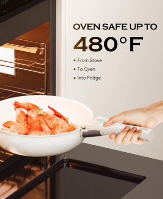 18-Piece Non-Stick Cookware Set with Silicone Tools, Detachable Handles, Space-Saving Design for All Stovetops