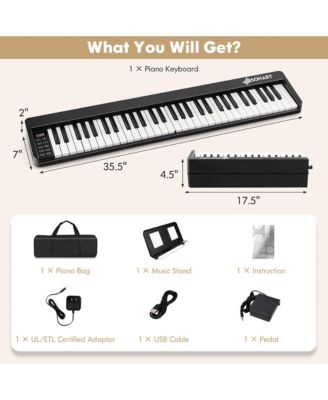 61 Key Full Size Folding Piano Semi-Weighted Keyboard MIDI Wireless Connection