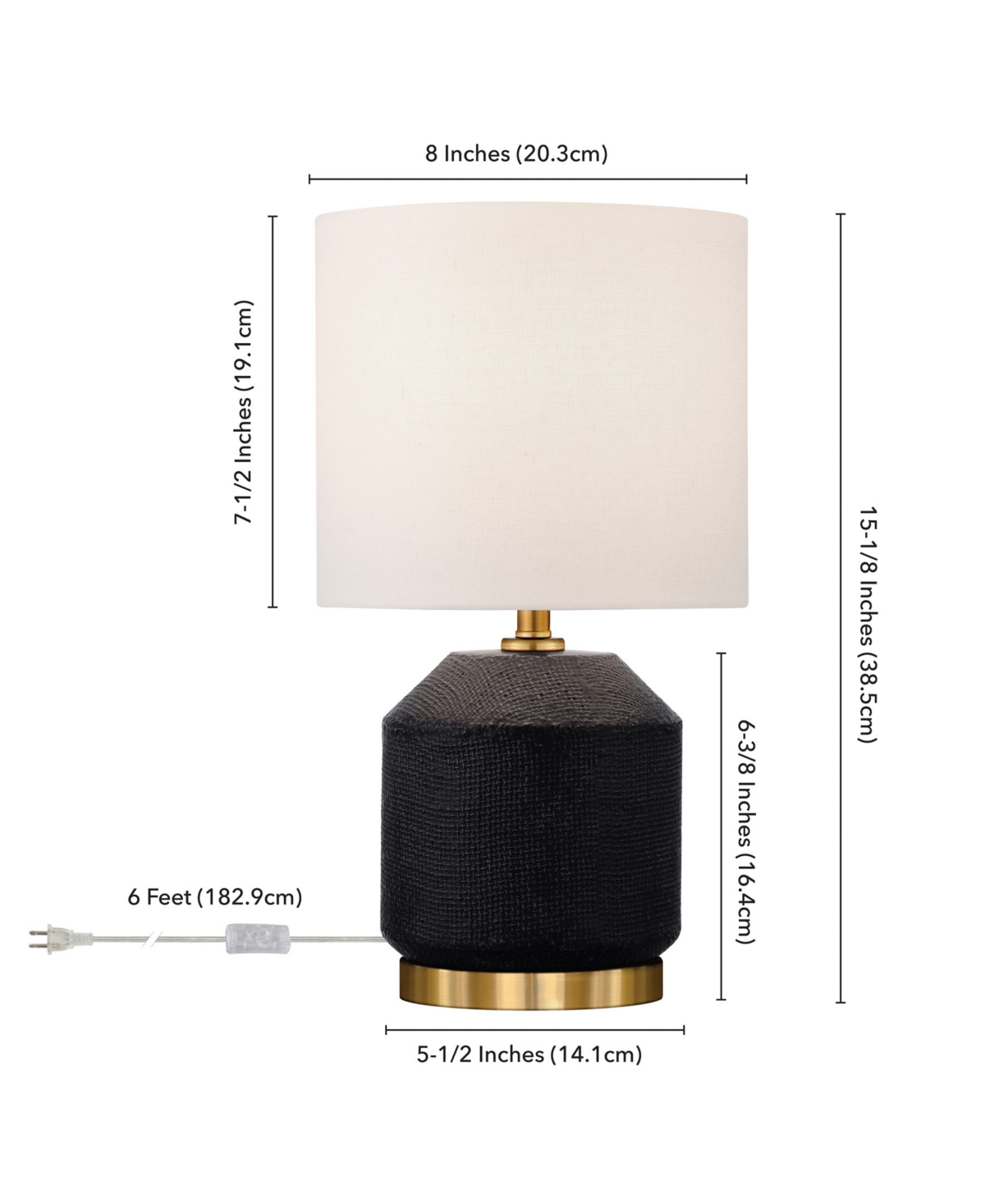 Hudson & Canal 15" Ceramic Esther Mini Lamp In Matte Black,antique Brass