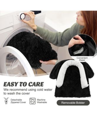 Plush Calming Dog Couch Bed with Anti-Slip Bottom Plush Mat for Large Dogs & Cats