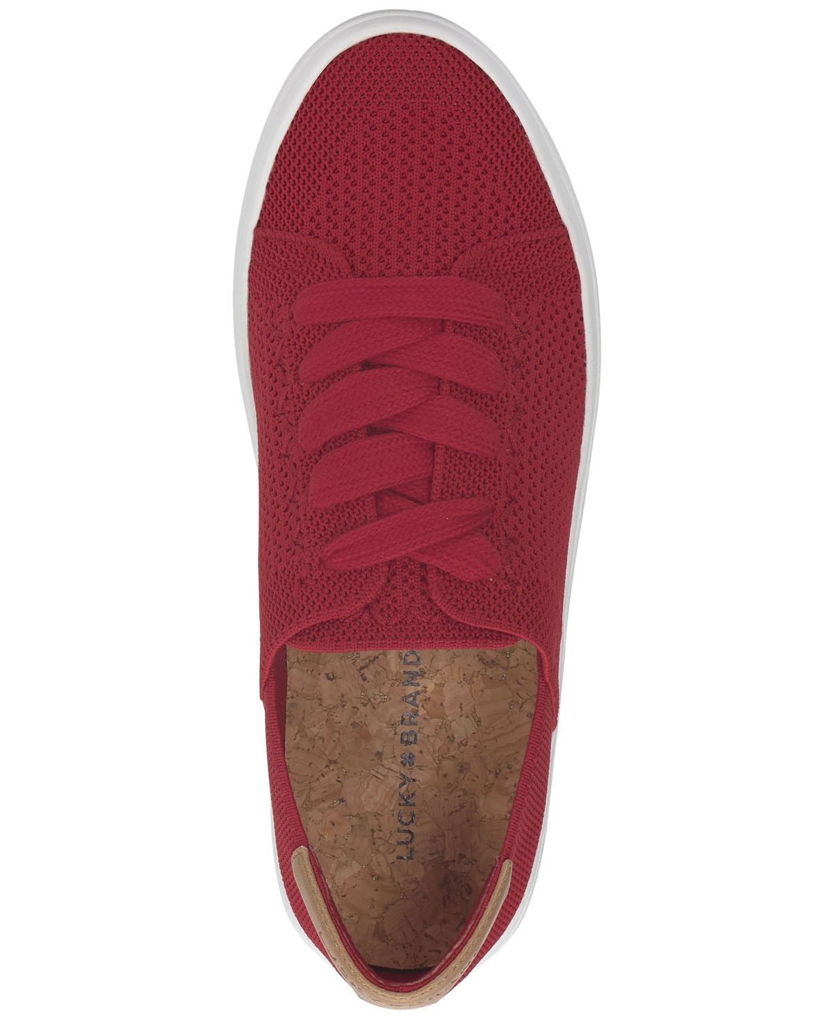 Shop Lucky Brand Women's Talena Knit Lace-up Sneakers In Crimson Two-tone