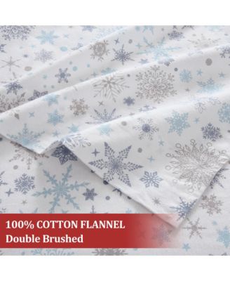 4 Pieces Christmas Cotton Flannel Bedding Sheet Set, Queen