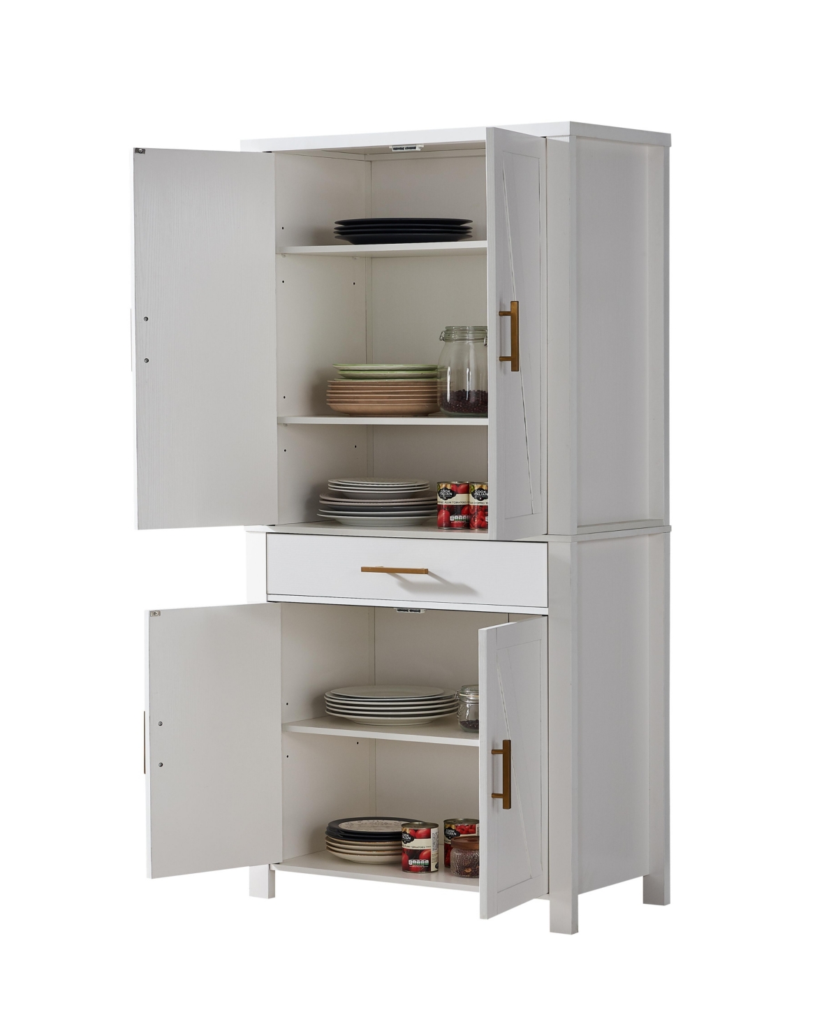Kings Brand Furniture Freestanding Kitchen Pantry Storage Cabinet Cupboard with Doors Adjustable Shelves & Drawer - White
