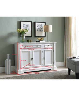White Finish Wood Buffet Breakfront Cabinet Console Table With Storage, Drawers, Shelves