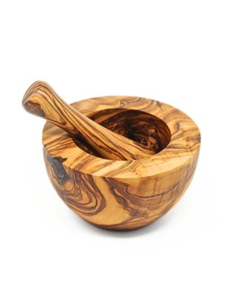 Olive Wood Flat Edge Pestle and Mortar