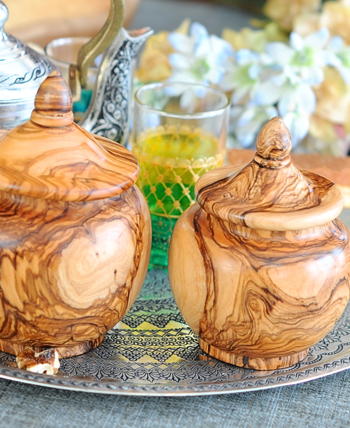 BeldiNest Olive Wood Acorn Sugar Bowl