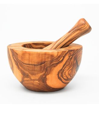 Olive Wood Flat Edge Pestle and Mortar