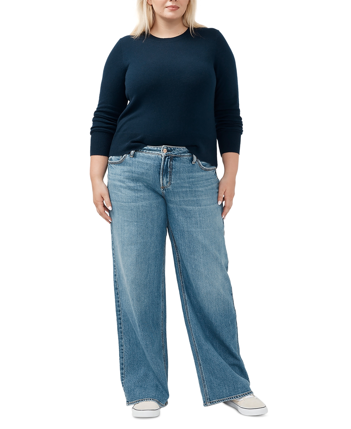 Silver Jeans Co. Plus Size Suki Mid Rise Curvy Fit Wide Leg Jeans
