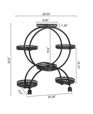 Metal 6 Pot Plant Stand Decorative Flower Pot Holder with Wheels For Indoor Outdoor