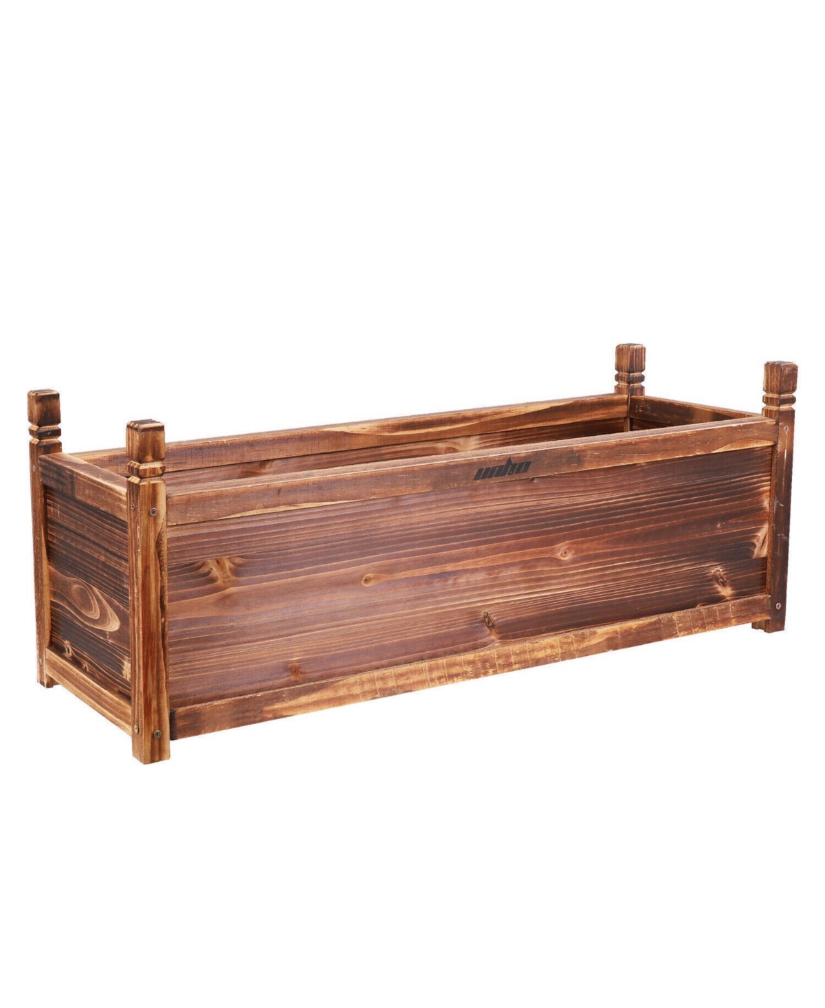 Wood Planter Box Outdoor Garden Rectangular Planter Flowers Box Raised Bed - Dark brown
