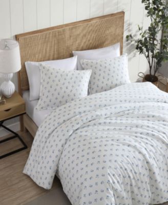 Sketchy Ditsy Cotton Blue 3 Piece Duvet Cover Set