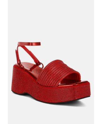 Womens Swifties Rhinestone Embellished Lace-Up Sandals