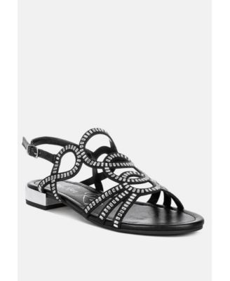 Womens Jisters Cut Out Detail Rhinestone Flat s Sandals