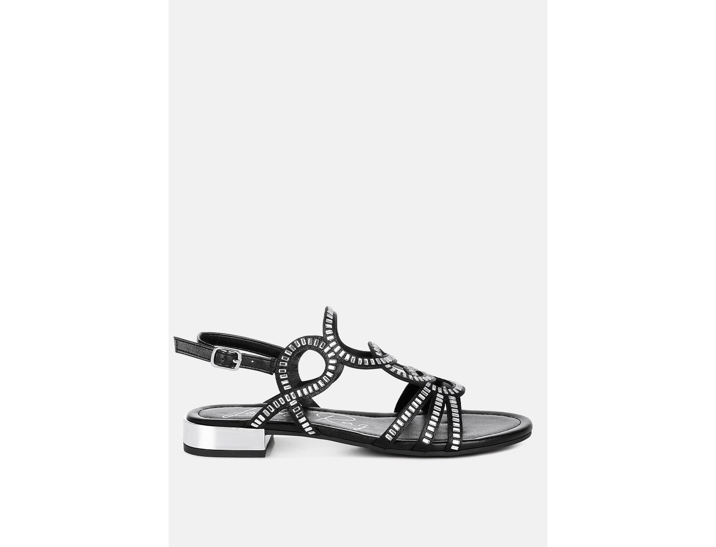 Женские сандалии London Rag Jisters Cut Out Detail Rhinestone Flat, цвет: Чёрный — фото 3