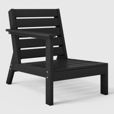 Outdoor Patio HDPE Left Arm Sectional  Weathered Wood Corner Club Chair with Patio Cushions