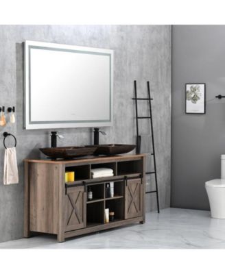 Bathroom Vanity Mirror Lighted Bathroom Aluminum Mirror 6000K LED Anti-Fog Dimmable Makeup Mirror 72 x 36 Inch White One Size