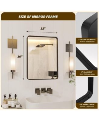 Bathroom Mirror, Black Wall Mirror, 24x36 Rectangle Mirror for Wal, Black Mirror for Bathroom, Environmentally Friendly Resin Mirror, Anti-Rust, Hangs Horizontally or Vertically