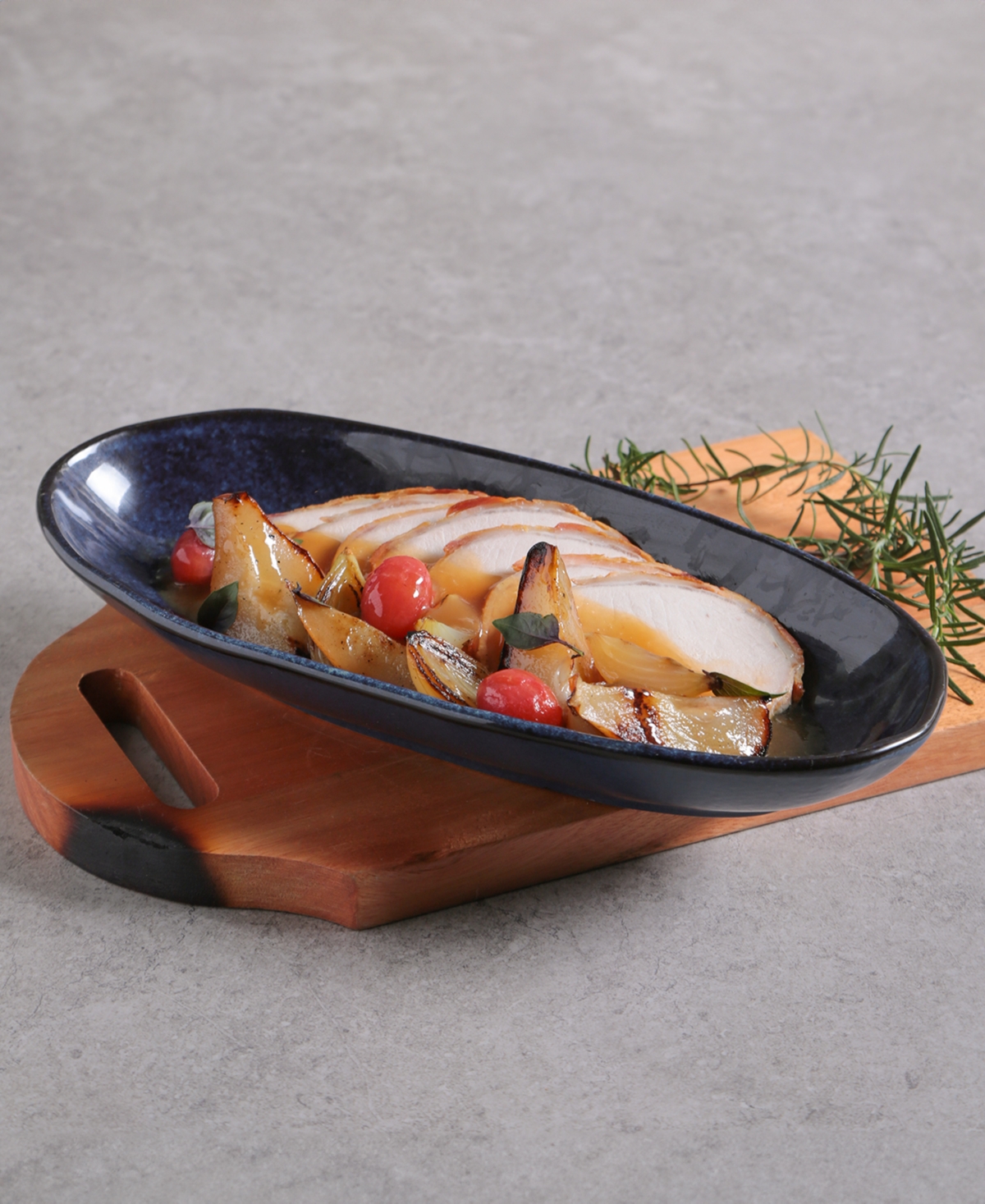 Porto Brasil Stoneware Large Deep Oval Platters, Set Of 4 In Denim