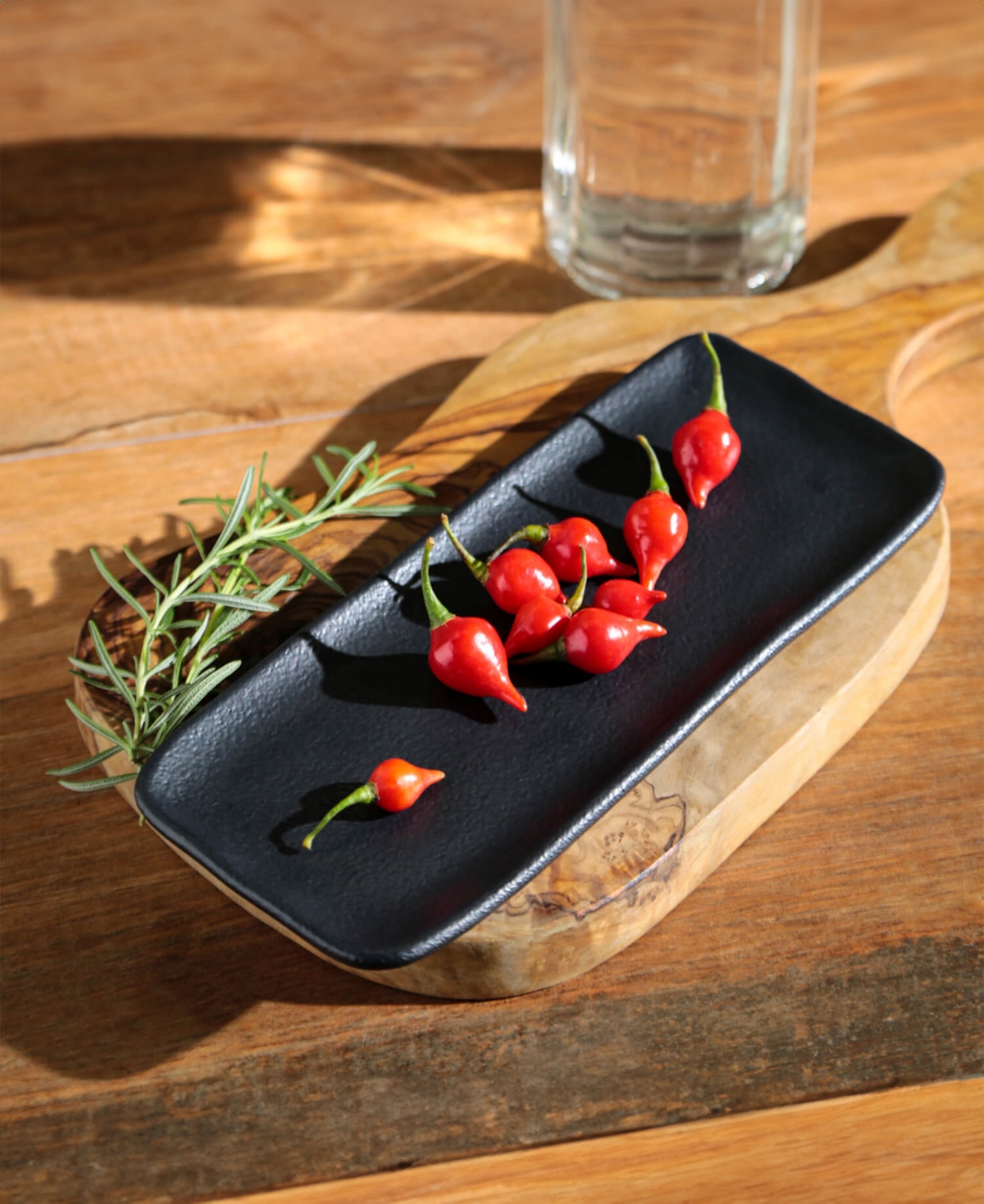 Porto Brasil 8.6" Stoneware Rectangular Platters, Set Of 4 In Matte Black