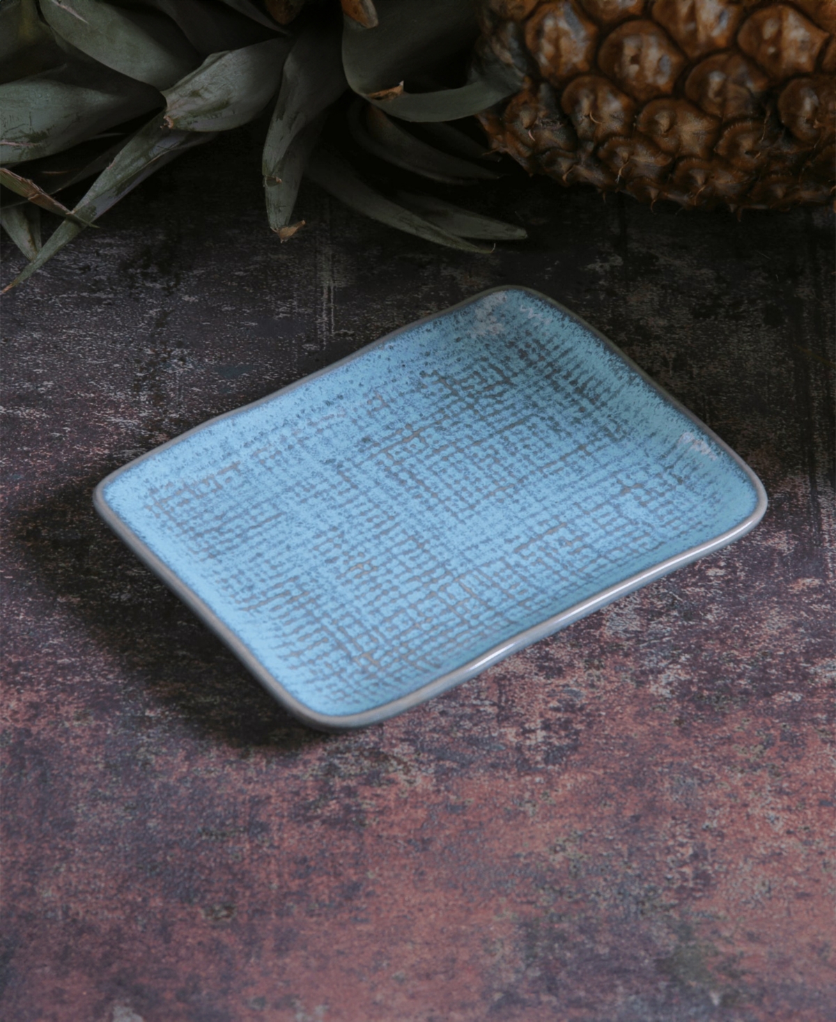 Porto Brasil 7" Stoneware Rectangular Juta Platters, Set Of 4 In Breeze